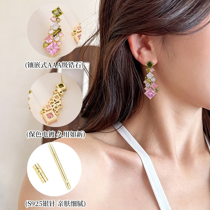 Boucles d'Oreilles Carrées Géométriques Pierres Colorées - Bleu & Violet - Soin & GrâceSoin & GrâcePink Greendceae1ff0a9912b38abc59df0fd58f33