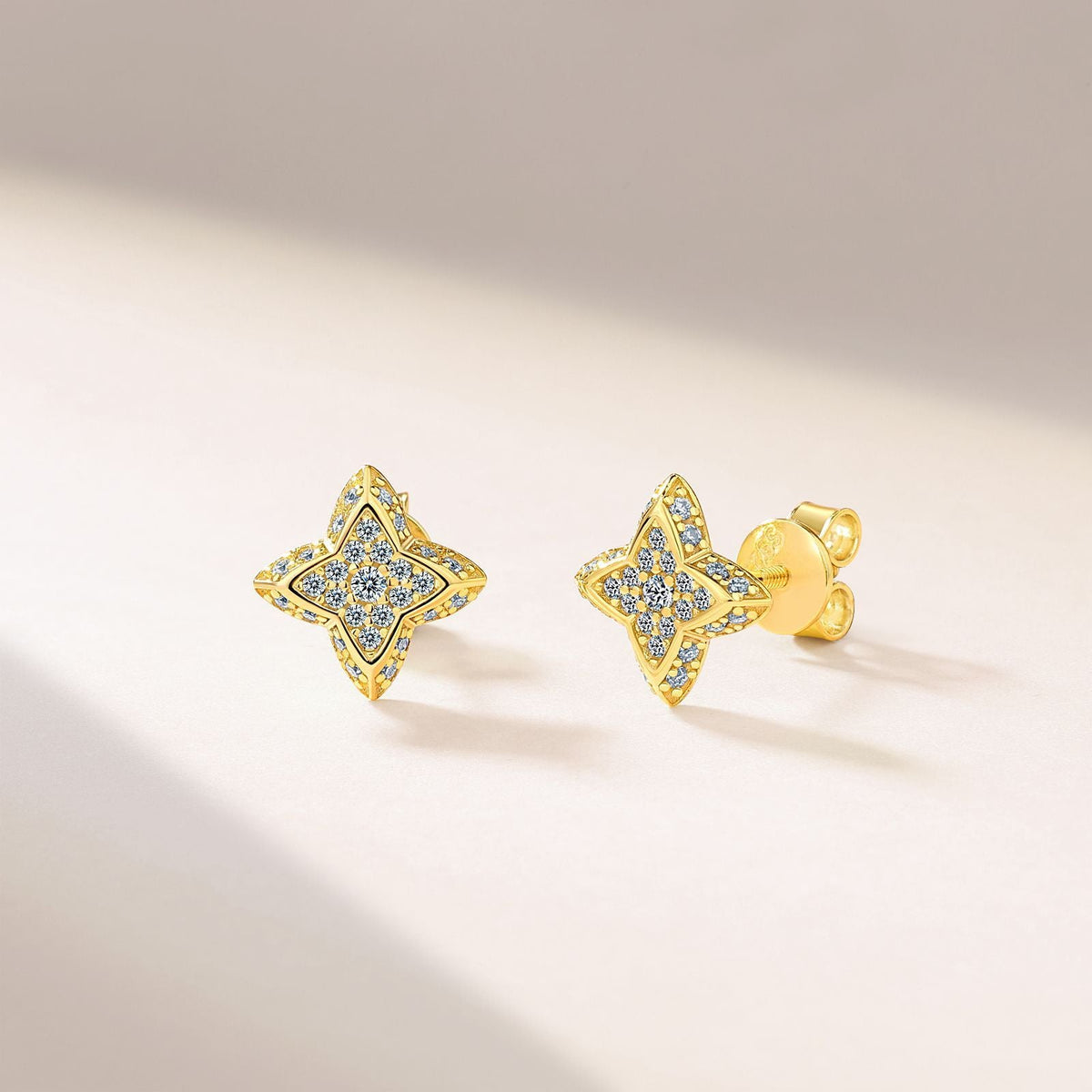Boucles d'Oreilles Clou Étoile 4 Branches Argent S925 Plaqué Or - Moissanite D-VVS1 - Soin & GrâceSoin & GrâcePlatinum gold53dd95ec53451510ef7088c87b0abd84