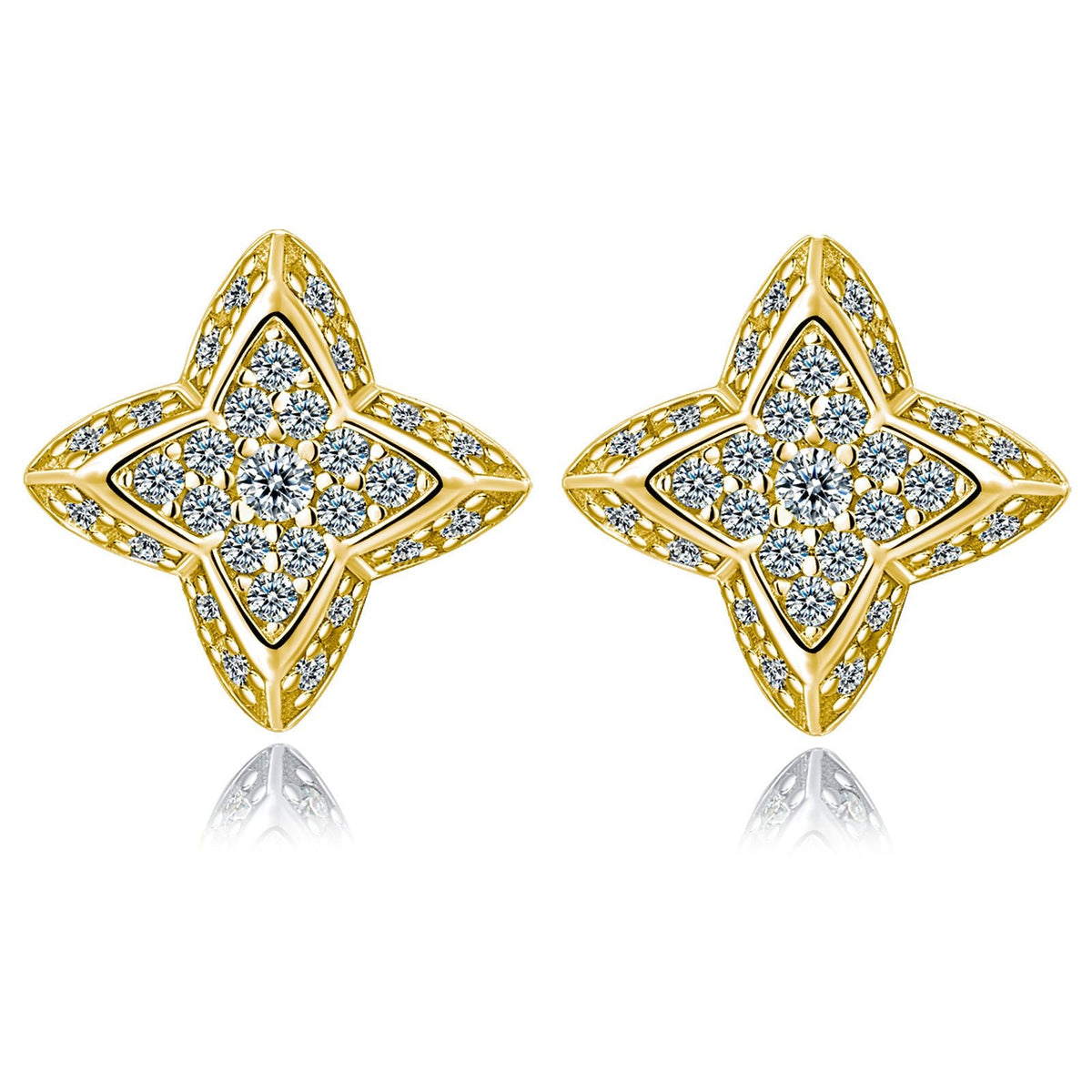 Boucles d'Oreilles Clou Étoile 4 Branches Argent S925 Plaqué Or - Moissanite D-VVS1 - Soin & GrâceSoin & GrâceGolden color8f3143704075a42e3c0181f639d27320