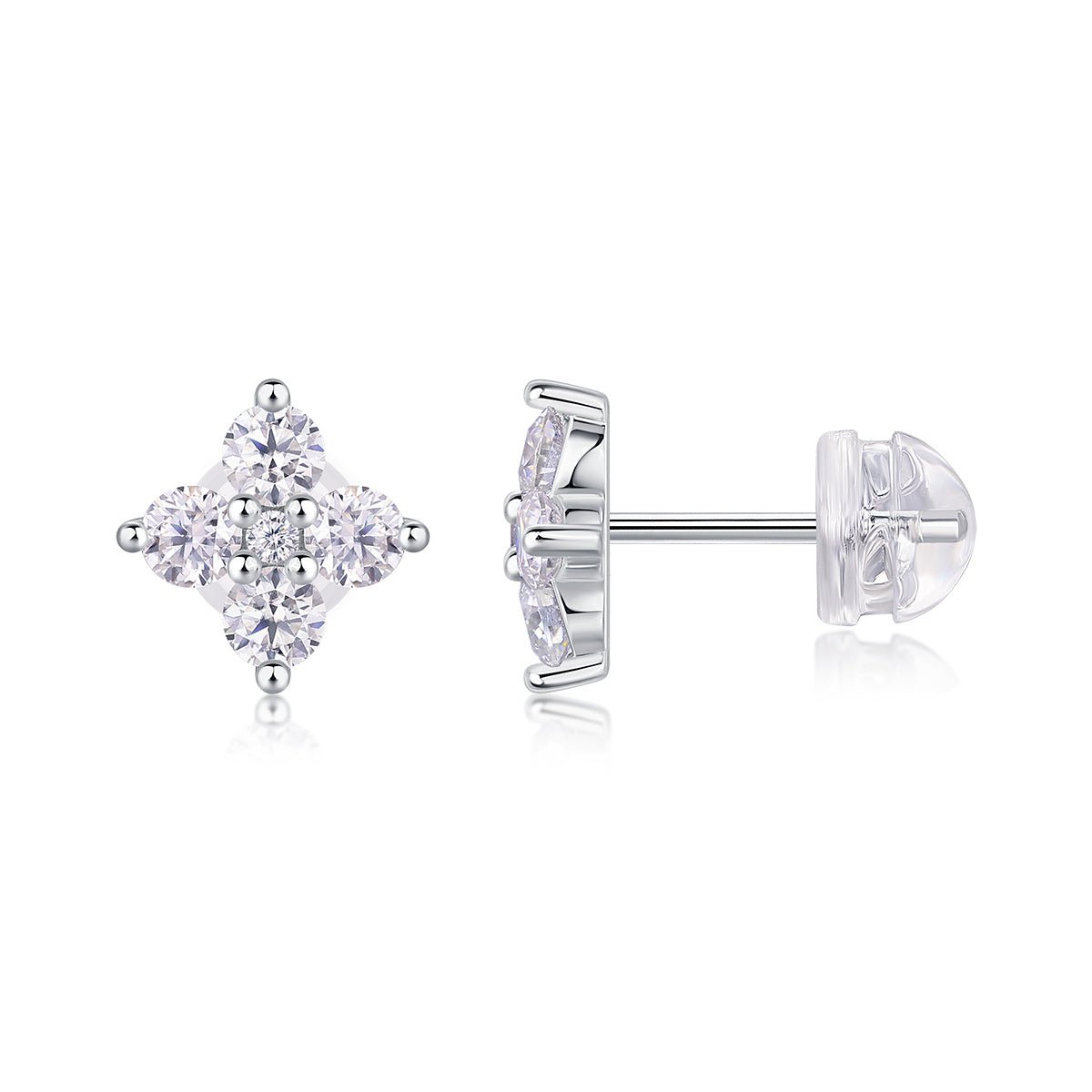 Boucles d'Oreilles Clou Trèfle en Argent S925 Plaqué Or - Moissanite D-VVS1 - Soin & GrâceSoin & GrâceA pair4da6ad78d60159e2ee130ea74f254a07