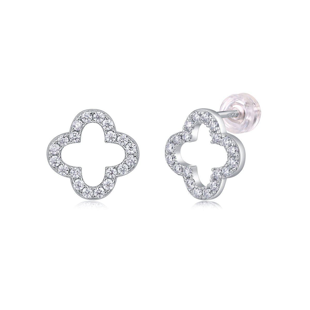 Boucles d'Oreilles Clou Trèfle Ouvert Argent S925 Platiné - Moissanite D-VVS1 - Soin & GrâceSoin & GrâceA pair2f234baf5f1dfd5eb2c5b67984f7f7c1