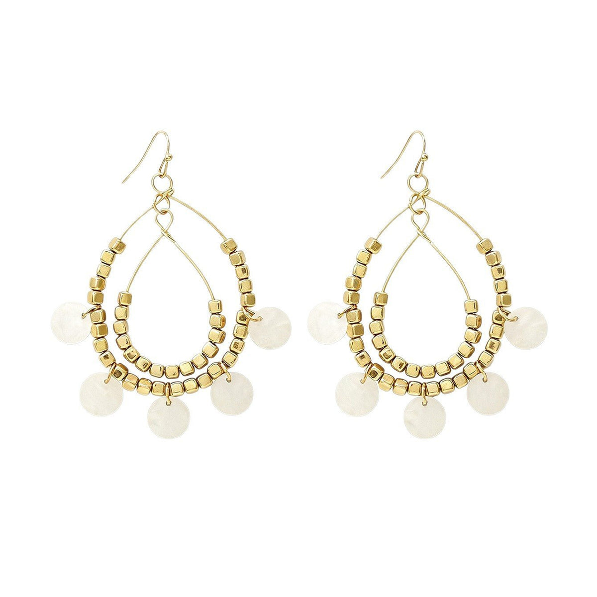 Boucles d'Oreilles Créoles Double Couche Larme - Perles & Disques Bicolores - Soin & GrâceSoin & GrâceStyle 1cae2d272a865abecc1ec39e4204fa1f7