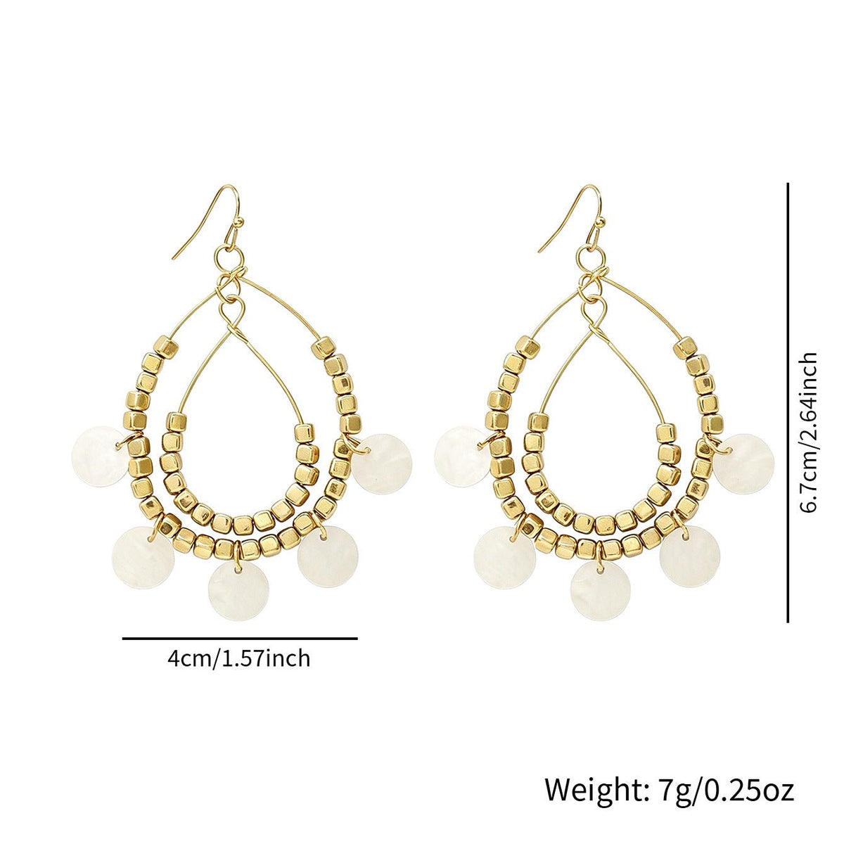 Boucles d'Oreilles Créoles Double Couche Larme - Perles & Disques Bicolores - Soin & GrâceSoin & GrâceStyle 1ee0ec117e6ba79b8da590a78281c67a1