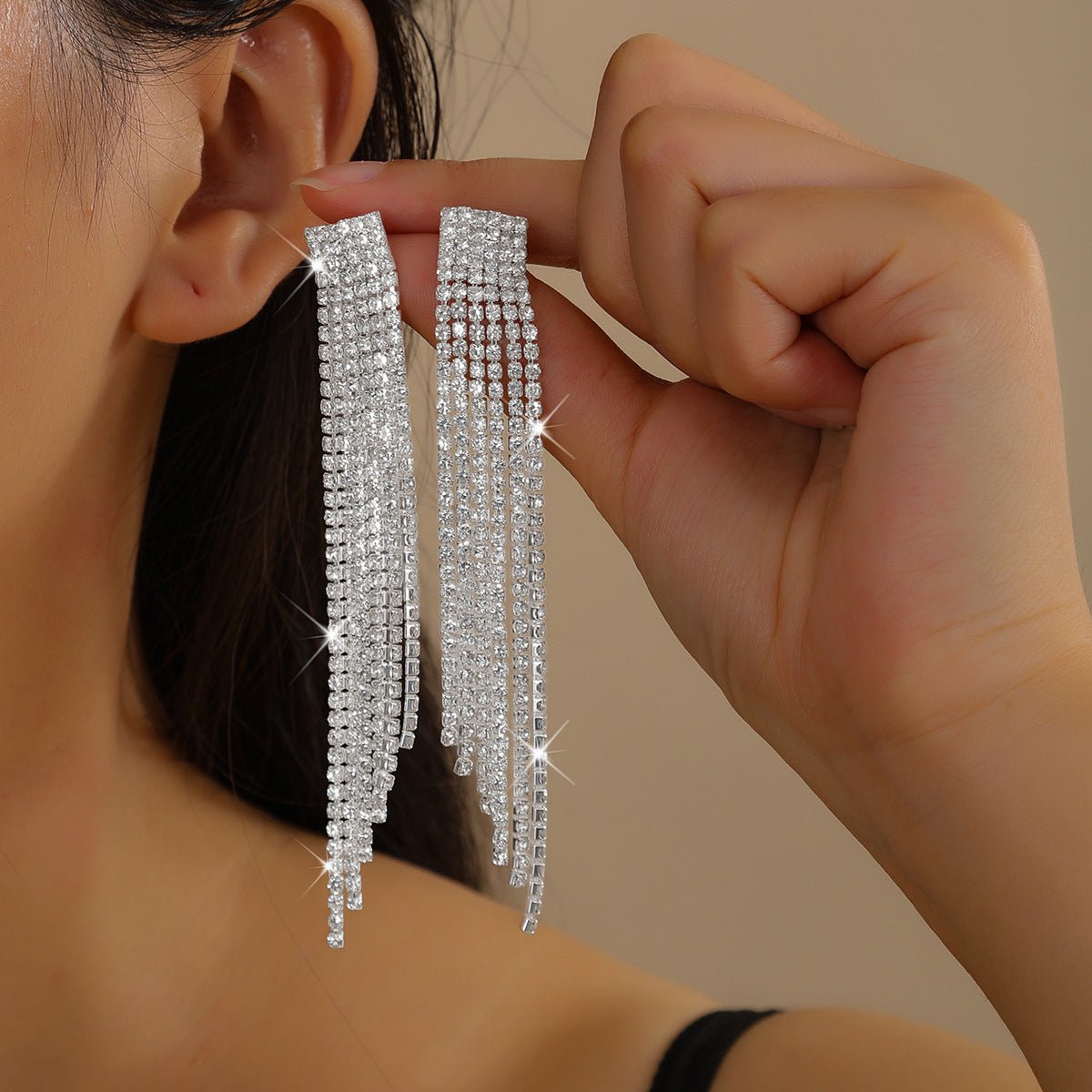 Boucles d'Oreilles Longues Pompons & Griffe Diamants - Noir - Soin & GrâceSoin & GrâceG0109 silver401ea8c876ead5223599242c485b9ca9