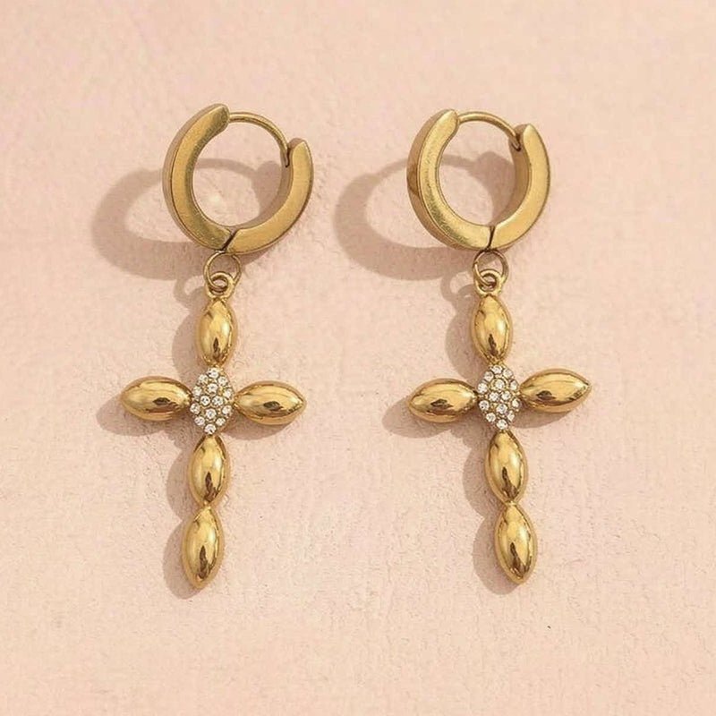 Boucles d'Oreilles Pendantes Croix Serties de Strass - Acier Inoxydable - Soin & GrâceSoin & Grâce1327ca1fbba3d16cc9f01ed7988b18dff