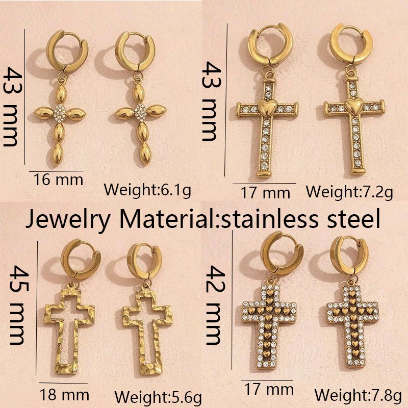 Boucles d'Oreilles Pendantes Croix Serties de Strass - Acier Inoxydable - Soin & GrâceSoin & Grâce3f3d877588b76cb8fb8a9734a6c4a79b0