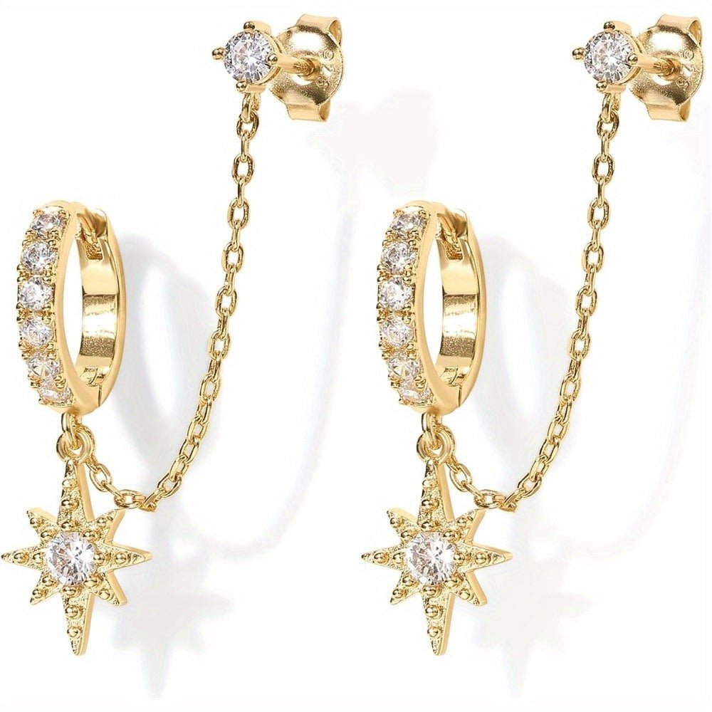 Boucles d'Oreilles Pendantes Étoile & Chaîne Cristal - Doré - Soin & GrâceSoin & GrâceGold7d41994ec0b53e59e9ff902d81e5406c