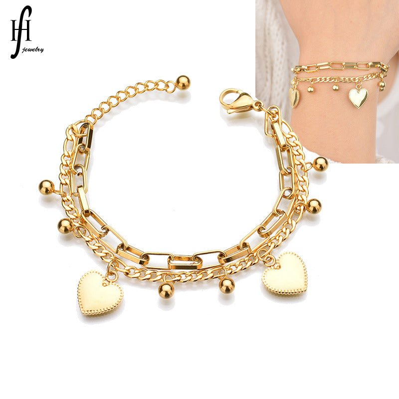 Bracelet Chaîne Charm Cœur Multicouche - Acier Inoxydable - Soin & GrâceSoin & GrâceGold1c5d6300f232f9f8f723a41a99da4aea