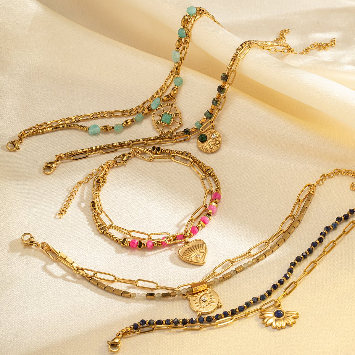Bracelet Double Couche Pierre Naturelle Bohème & Acier Titane - Soin & GrâceSoin & GrâceStyle 46931a24af4bcd0ecca51cfb79e936796