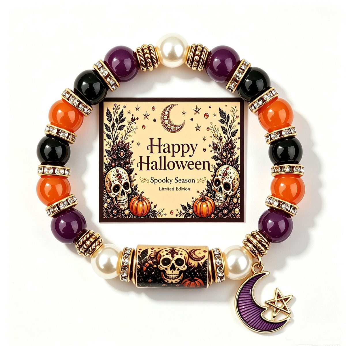 Bracelet Halloween Pendentif Fantôme - 19 Motifs au Choix - Soin & GrâceSoin & GrâceSkull Bracelet Card5a2df02486fadebb02b4069db68665b6