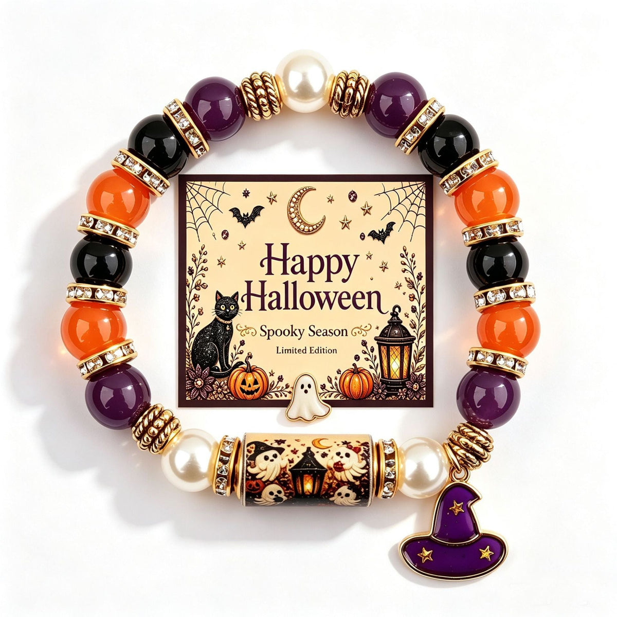 Bracelet Halloween Pendentif Fantôme - 19 Motifs au Choix - Soin & GrâceSoin & GrâceKerosene Lamp Bracelet Card55d90510c243e614b5a4ccefe873f5a