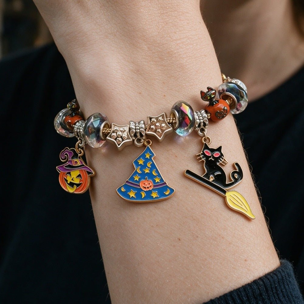 Bracelet Halloween - Sorcière, Chat Noir, Citrouille & Étoiles Doré - Soin & GrâceSoin & GrâceGoldd9a19359d32e90726eadb3e3f3bc1efc