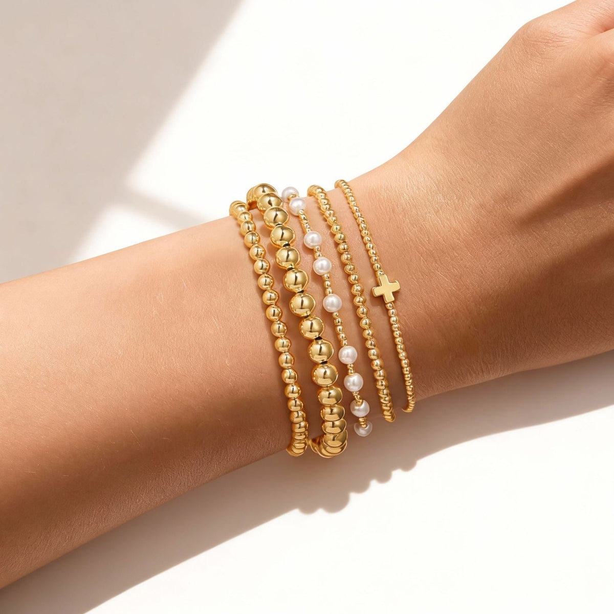 Bracelet Multi-Rangs Perles & Croix Doré - Style Spirituel Tendance - Soin & GrâceSoin & GrâceGold2cf5557a391500af0d3431c2921c7ed1