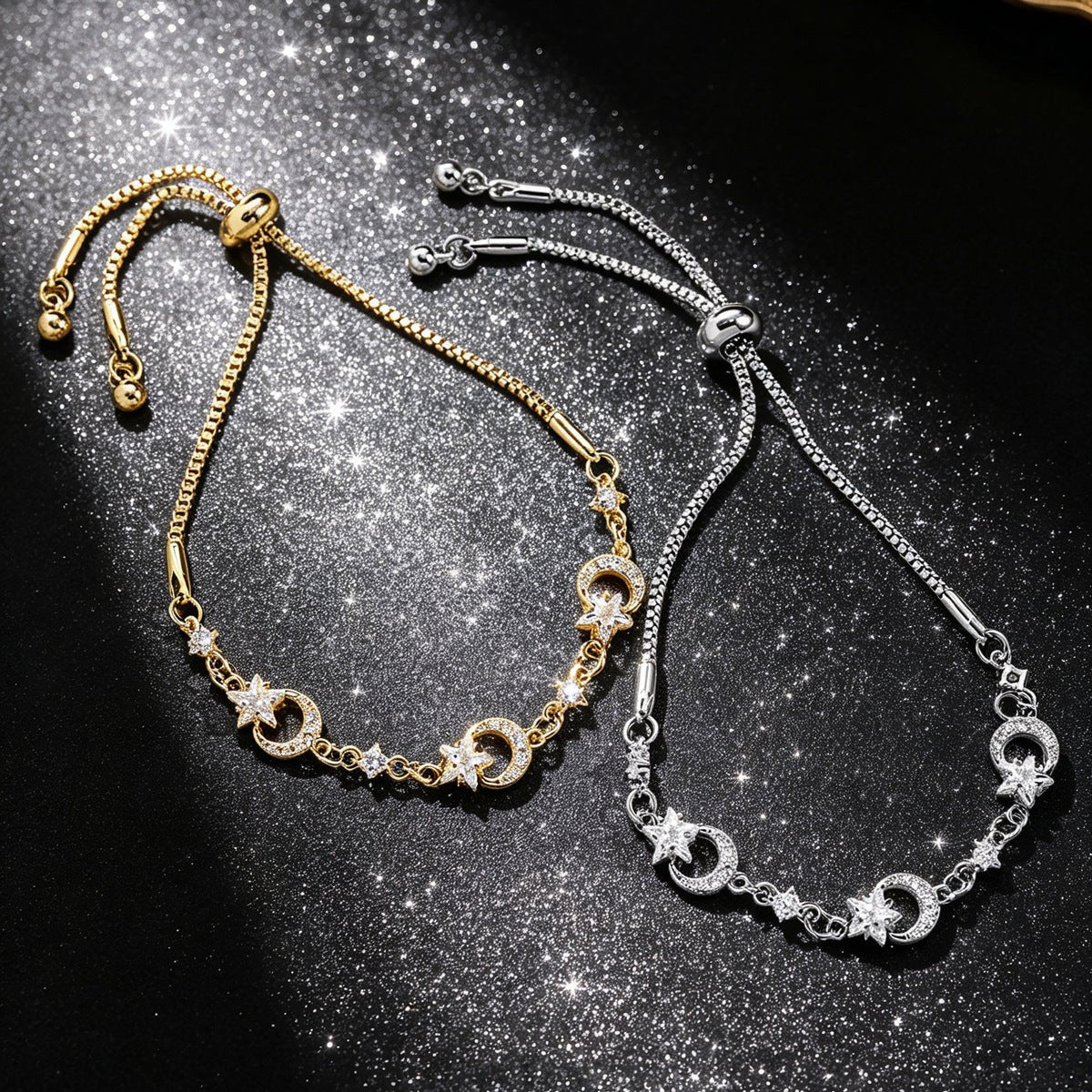 Bracelet Zircon Étoile & Lune avec Pompons - Bijou Céleste - Soin & GrâceSoin & Grâce01 White KF13db6af90f5d943bc5cc9fab678f0d6d6c