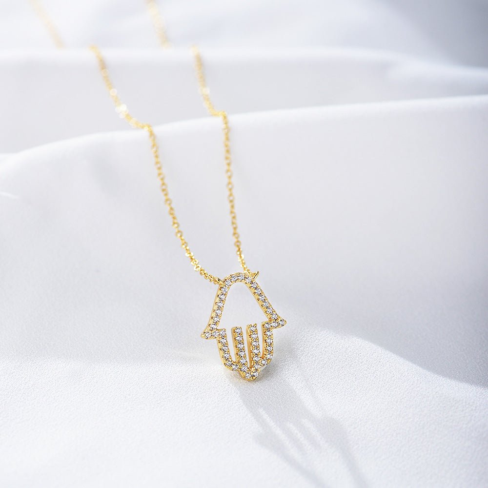 Collier Main Paume Argent 925 & Zircons Micro-Pavés - Soin & GrâceSoin & GrâceWhite925 Silver52a76600326f32fe91a8adae3da29523