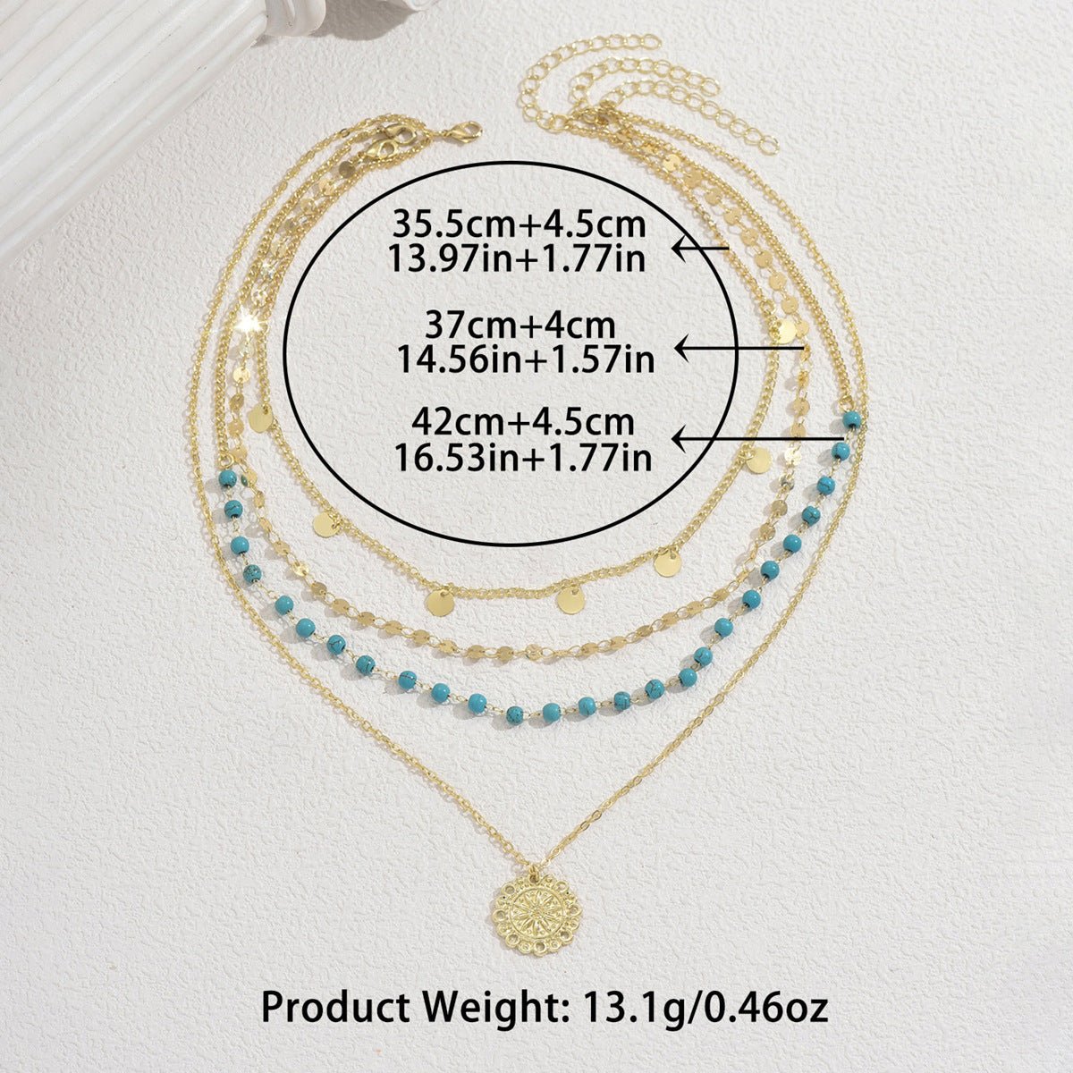 Collier Multi-Rangs Pendentif Fleur Turquoise - Femme - Soin & GrâceSoin & GrâceStyle 1357eaf2784e545b392eaf9c103f1e8bb
