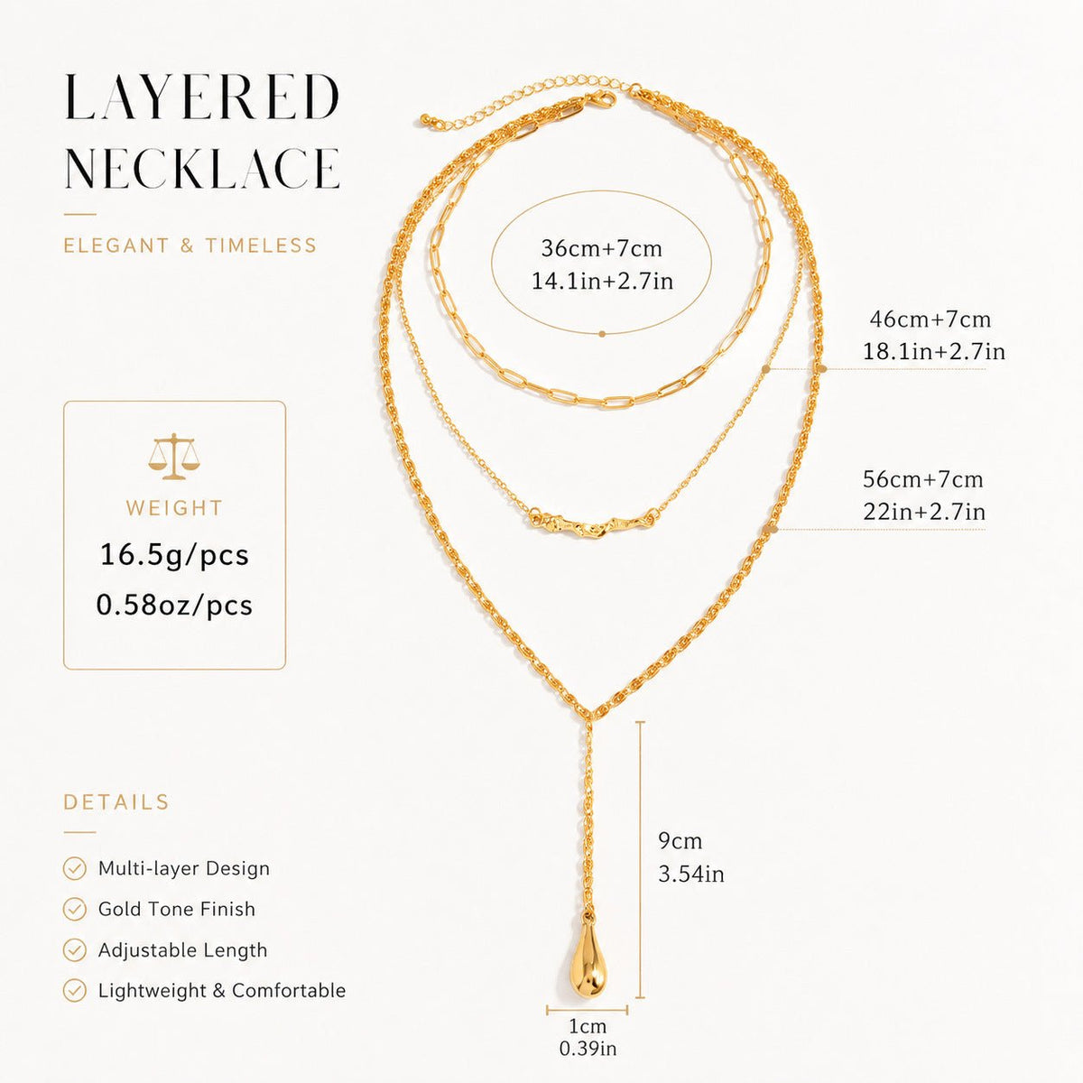 Collier Multi-Rangs Superposables Pendentif Larme Métal Liquide - Soin & GrâceSoin & GrâceStyle 14c4fb24228a77923f7690ab2aa233aaf