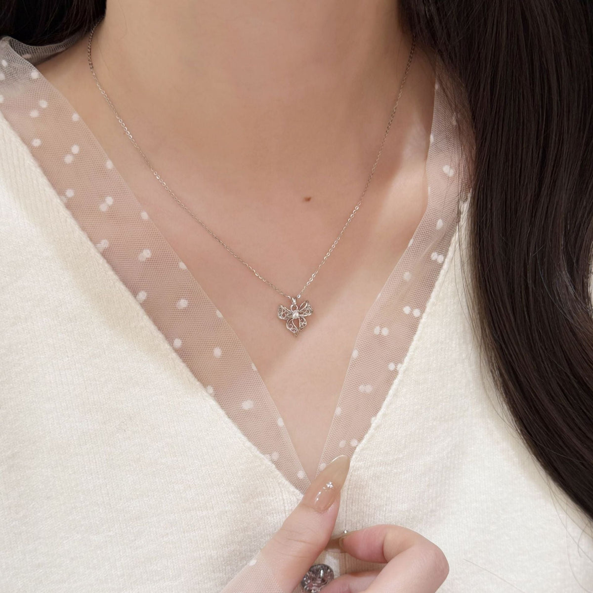 Collier Nœud Papillon Argent 925 & Zircon - Style Coréen - Soin & GrâceSoin & GrâcePlatinum blonde925 silver528b73c8253ead1060681afc921fda94