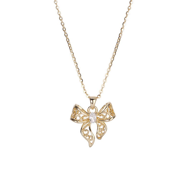 Collier Nœud Papillon Argent 925 & Zircon - Style Coréen - Soin & GrâceSoin & GrâceGold color925 silver9313ed8c9cacef0f547cb4fe8c2ac195
