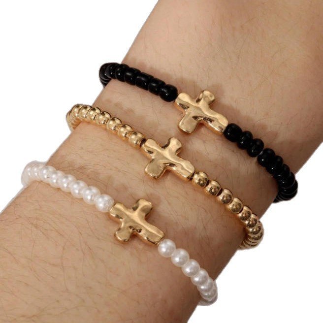 Ensemble Bracelets Charm Croix & Cœur - Perles Style Plage - Soin & GrâceSoin & GrâceKC Gold Cross27fd399ad83b7040dfbcf6df79ea760e