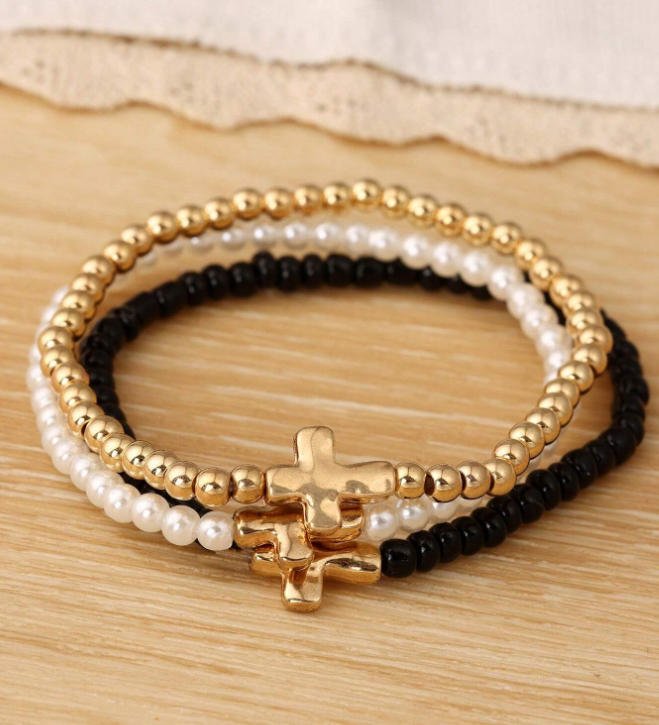 Ensemble Bracelets Charm Croix & Cœur - Perles Style Plage - Soin & GrâceSoin & GrâceKC Gold Crossba8ecbd734b6bf7538aede9e14512ce3