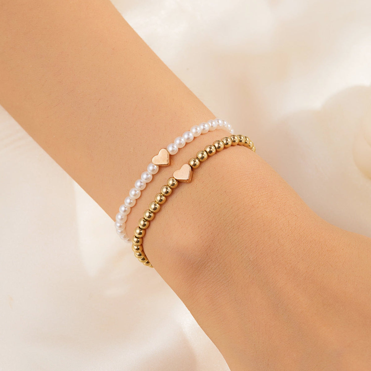 Ensemble Bracelets Charm Croix & Cœur - Perles Style Plage - Soin & GrâceSoin & GrâceDouble Layers Loving Heart849f327b5ea23c4b7fccd06358b797ab
