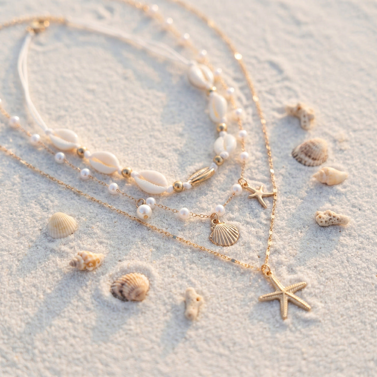 Ras-de-Cou Multi-Rangs Étoiles de Mer Coquillages & Perles - Style 1 - Soin & GrâceSoin & GrâceStyle 23840bf4ad74e1f06725d63c8fdf463ee