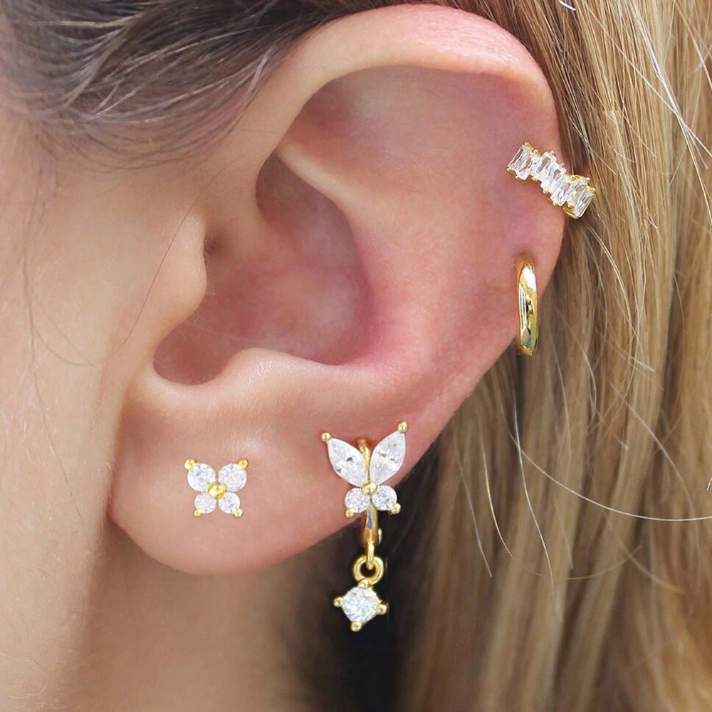 Set 4 Boucles d'Oreilles en Cuivre Serties de Diamants - Doré - Soin & GrâceSoin & GrâceGold 4PCsfa33e5ab5cef5fb706271675a2ef5802