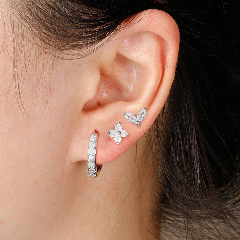 Set 4 Boucles d'Oreilles en Cuivre Serties de Diamants - Doré - Soin & GrâceSoin & GrâceSilver B 3PCS127e80c78ef083fbc9e033a9d6ac0321