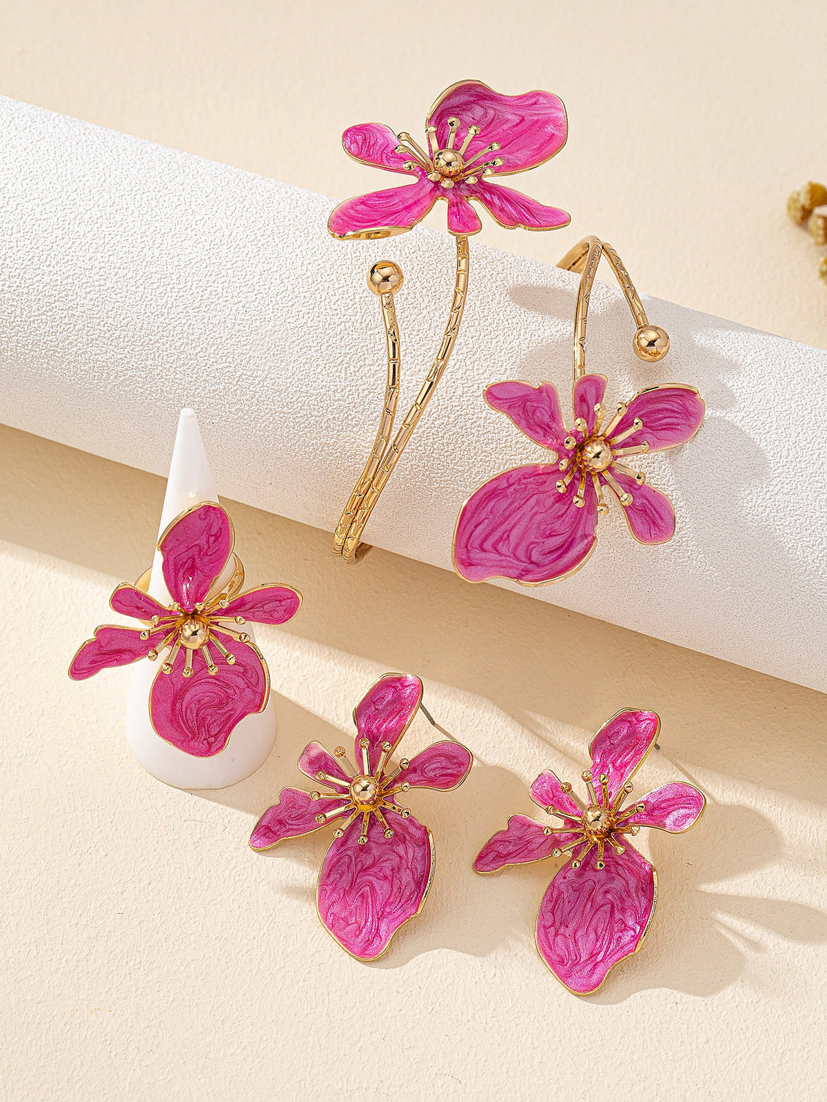 Set Boucles d'Oreilles Fleurs & Perles Naturelles - Noir - Soin & GrâceSoin & GrâceRose Redbe8e8f29d824c3a3cf84248e1e52e94c